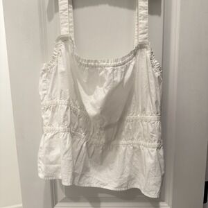 Madewell Poplin Sophia Peplum tank smocked bodice, a square neck cropped XXL